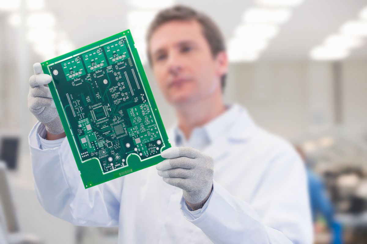 Manufacturer inspecting a PCB
