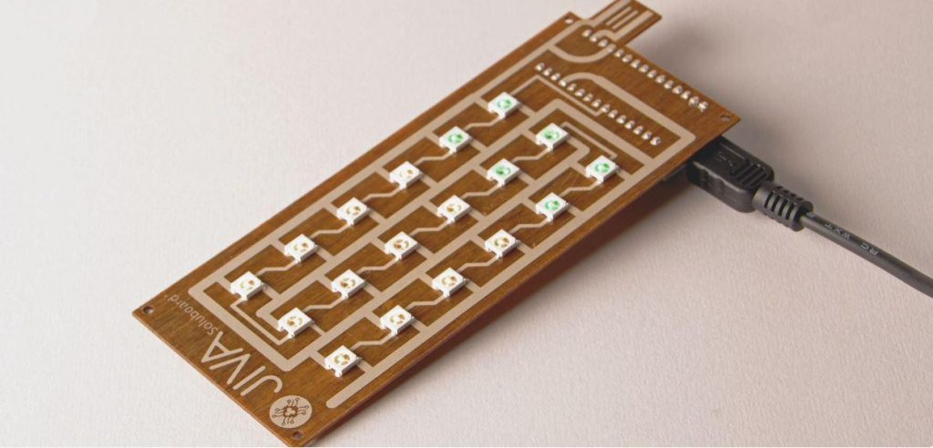 An image of Jiva’s new Soluboard, a soluble printed circuit board.