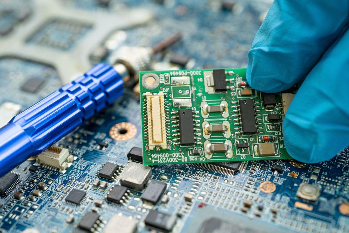 Close-up of an ITAR-Compliant PCB circuit board